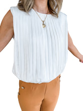 Whitney White Pleat Top