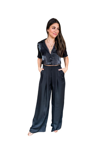 High Shine Black Crop Top