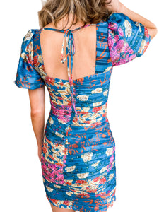 Nissa Oriental Ruched Dress