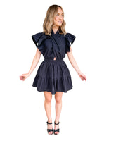 Nikki Black Ruffle Sleeve Dress
