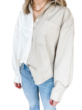 Sloane Sesame Ecru Split Button Up