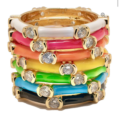 Enamel Stackable Rings Black